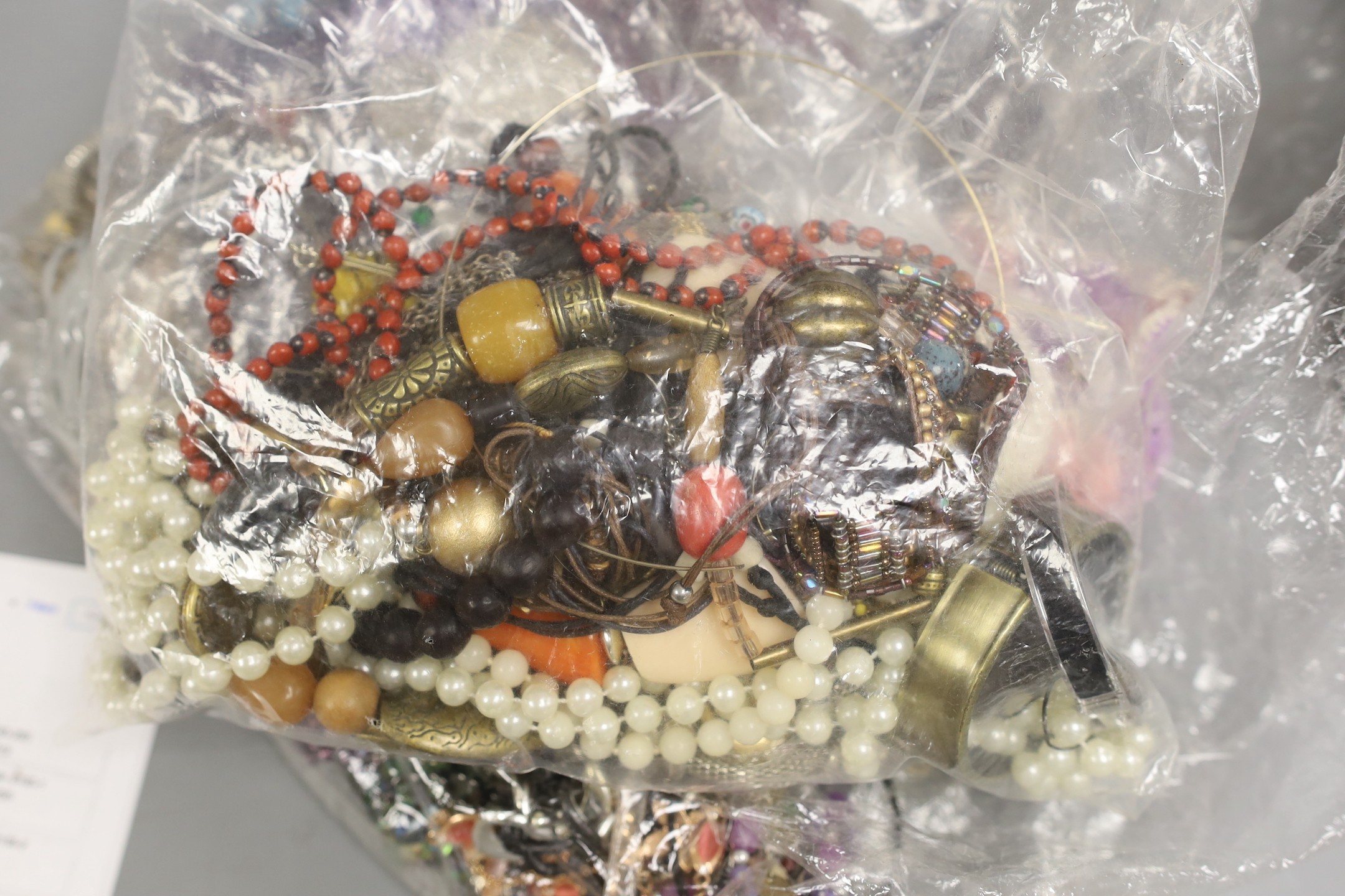 A large quantity of assorted costume jewellery.